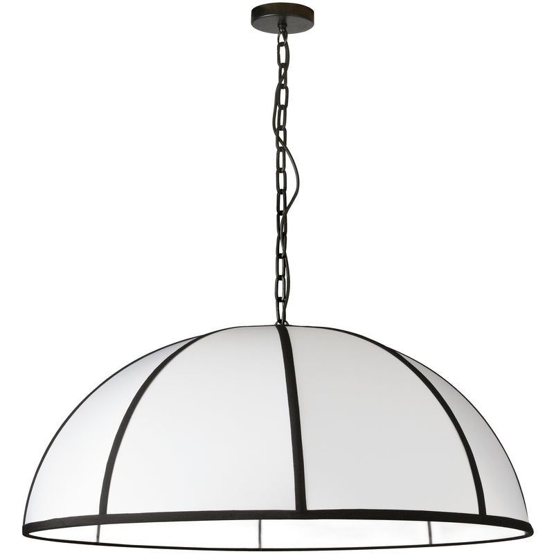 Dainolite 1 Light Incandescent Pendant Matte Black with White Shade and Black Trim PTO-401P-MB-BW