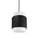 Dainolite 1 Light Incandescent Pendant Matte Black with Black and White Shade PYA-141P-MB-BW