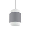 Dainolite 1 Light Incandescent Pendant Polished Chrome with Gray and White Shade PYA-141P-PC-GRW