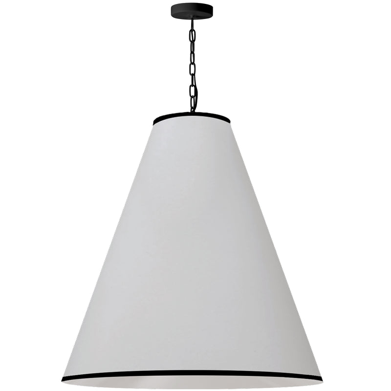 Dainolite 1 Light Incandescent Pendant Matte Black with White Shade and Black Trim PYM-XL-MB-BW