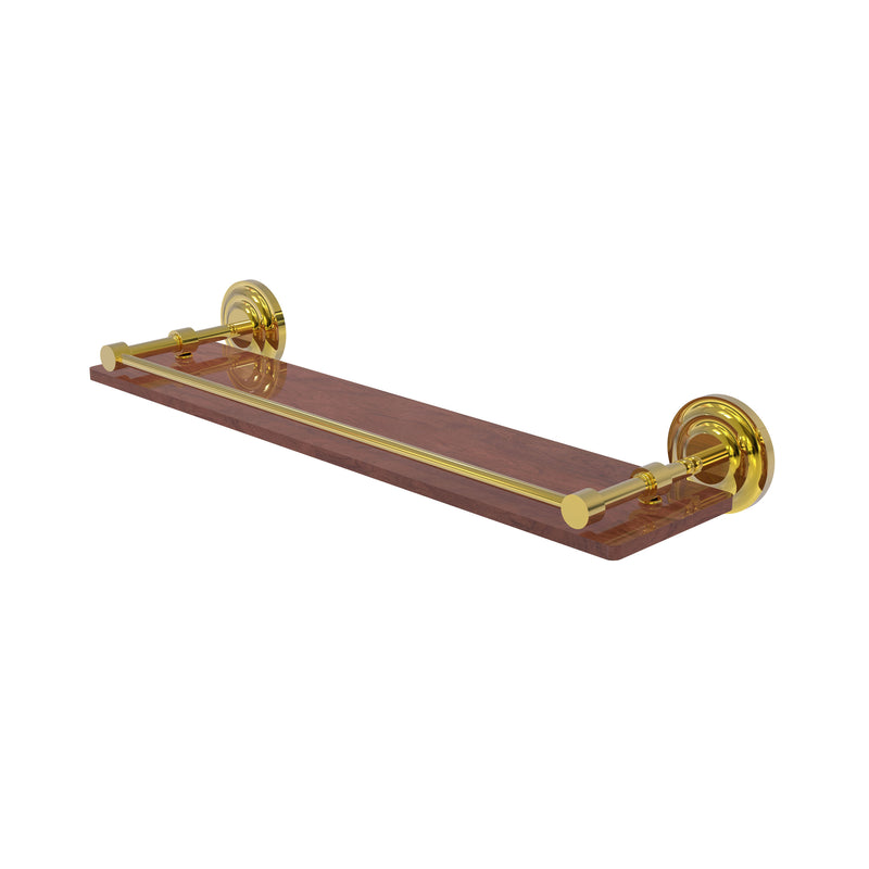 Allied Brass Que New Collection 22 Inch Solid IPE Ironwood Shelf with Gallery Rail QN-1-22-GAL-IRW-PB