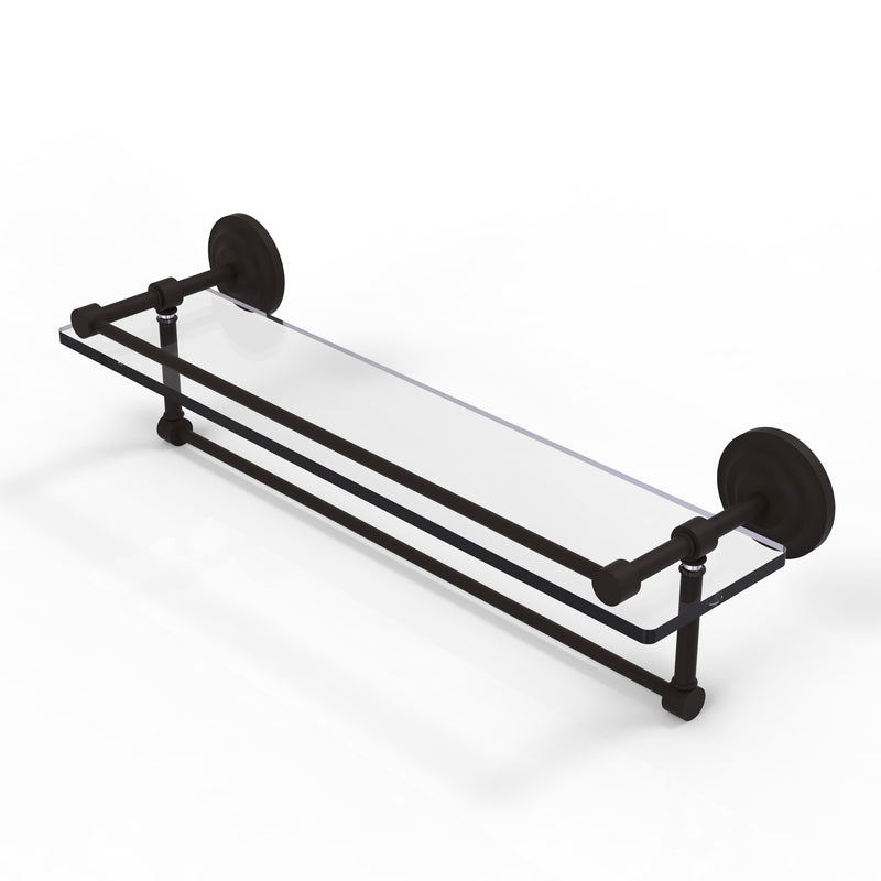 Allied Brass 22 Inch Gallery Glass Shelf with Towel Bar QN-1TB-22-GAL-ORB