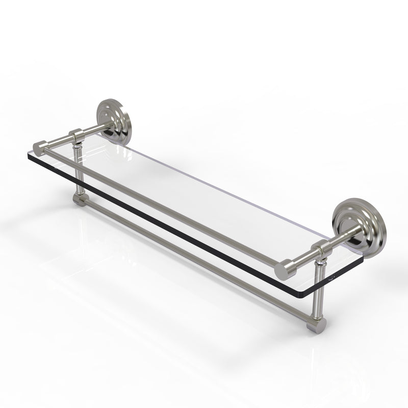 Allied Brass 22 Inch Gallery Glass Shelf with Towel Bar QN-1TB-22-GAL-SN