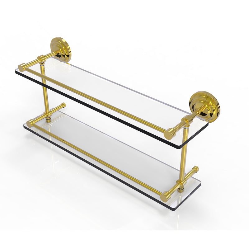 Allied Brass Que New 22 Inch Double Glass Shelf with Gallery Rail QN-2-22-GAL-PB