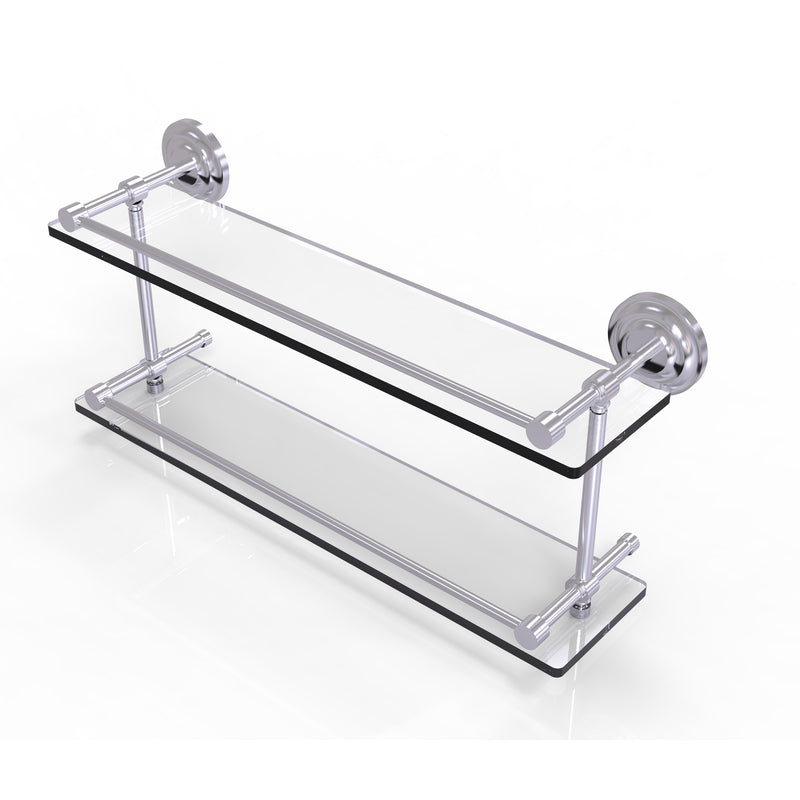 Allied Brass Que New 22 Inch Double Glass Shelf with Gallery Rail QN-2-22-GAL-SCH