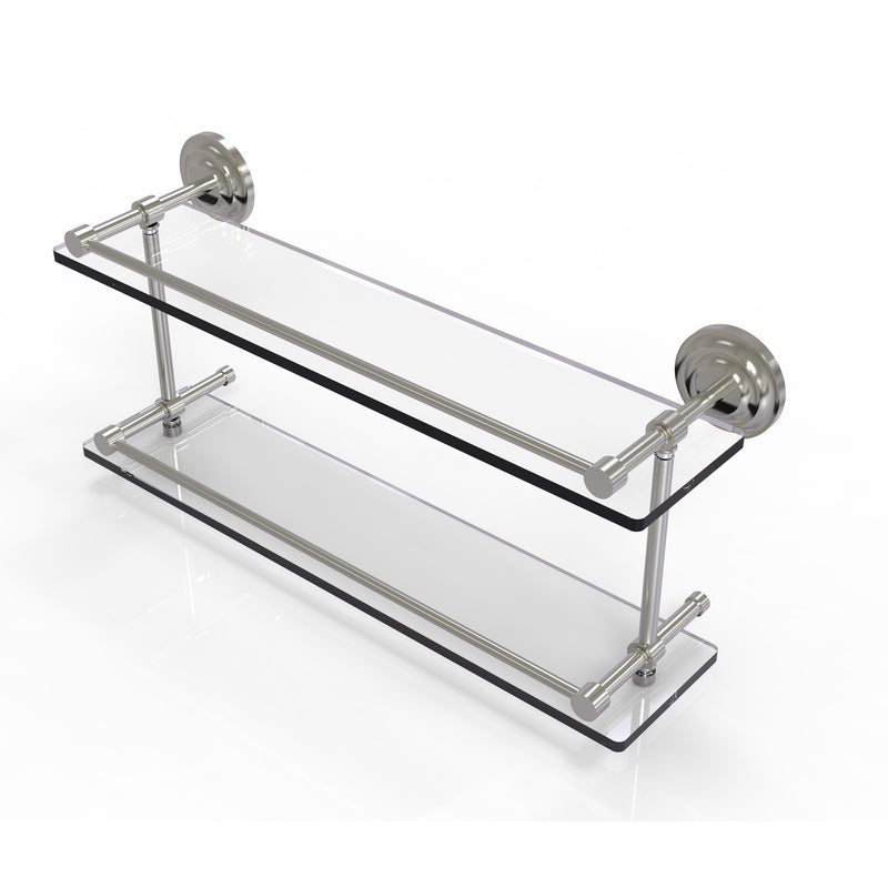 Allied Brass Que New 22 Inch Double Glass Shelf with Gallery Rail QN-2-22-GAL-SN