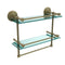 Allied Brass 16 Inch Gallery Double Glass Shelf with Towel Bar QN-2TB-16-GAL-ABR