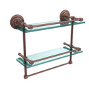 Allied Brass 16 Inch Gallery Double Glass Shelf with Towel Bar QN-2TB-16-GAL-CA