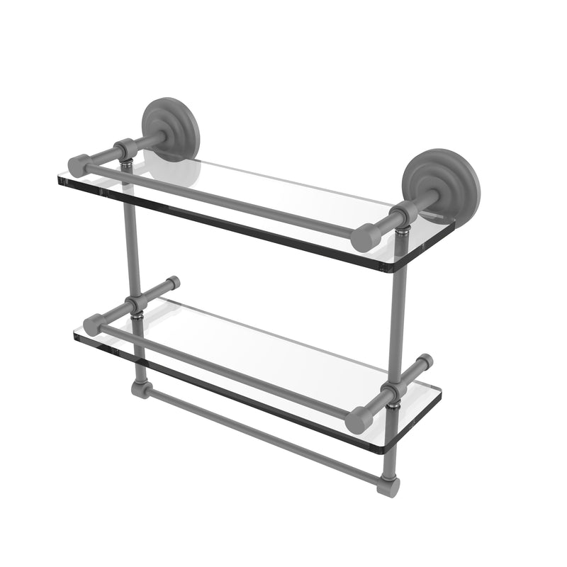 Allied Brass 16 Inch Gallery Double Glass Shelf with Towel Bar QN-2TB-16-GAL-GYM