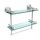 Allied Brass 16 Inch Gallery Double Glass Shelf with Towel Bar QN-2TB-16-GAL-PC