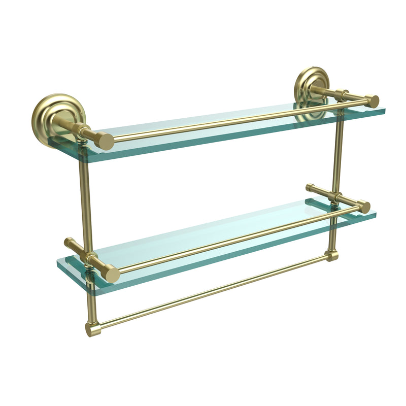 Allied Brass 22 Inch Gallery Double Glass Shelf with Towel Bar QN-2TB-22-GAL-SBR