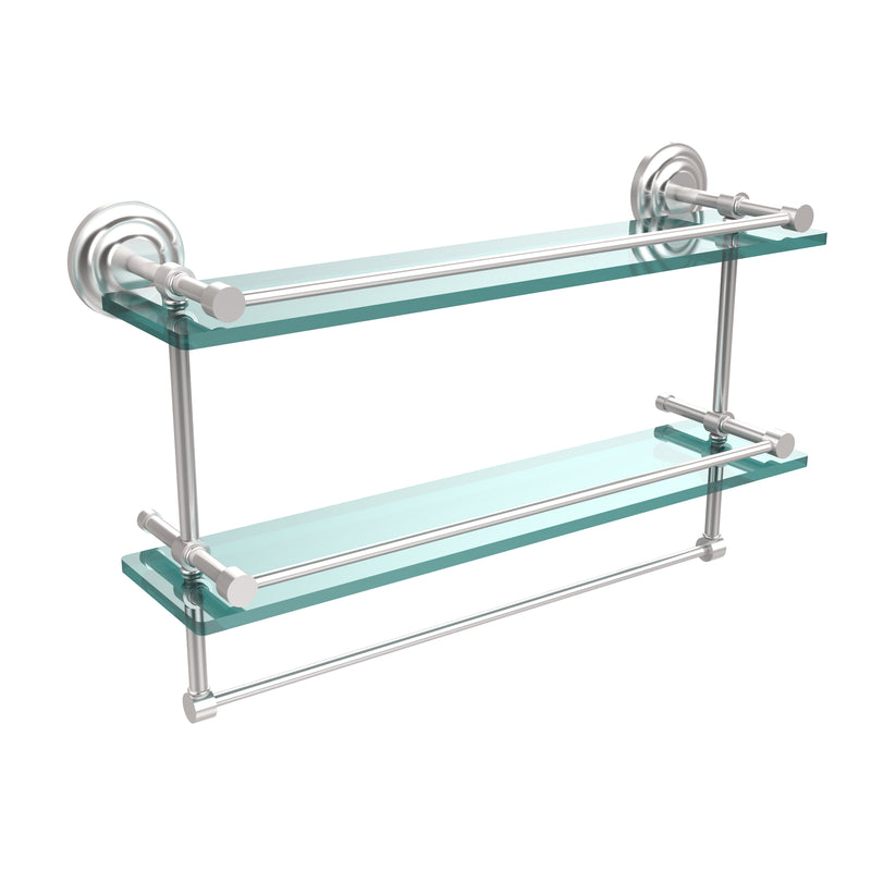 Allied Brass 22 Inch Gallery Double Glass Shelf with Towel Bar QN-2TB-22-GAL-SCH