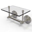 Allied Brass Que New Collection Two Post Toilet Tissue Holder with Glass Shelf QN-GLT-24-SN