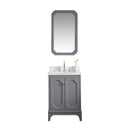 Water Creation Queen 24" Single Sink Quartz Carrara Vanity In Cashmere Gray with Matching Mirror and F2-0012-01-TL Lavatory Faucet QU24QZ01CG-Q21TL1201