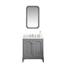 Water Creation Queen 30" Single Sink Quartz Carrara Vanity In Cashmere Gray with F2-0013-01-FX Lavatory Faucet QU30QZ01CG-000FX1301