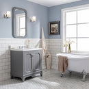 Water Creation Queen 30" Single Sink Quartz Carrara Vanity In Cashmere Gray with Matching Mirror QU30QZ01CG-Q21000000