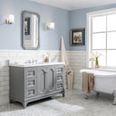 Water Creation Queen 48" Single Sink Quartz Carrara Vanity In Cashmere Gray with Matching Mirror QU48QZ01CG-Q21000000