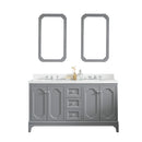 Water Creation Queen 60" Double Sink Quartz Carrara Vanity In Cashmere Gray QU60QZ01CG-000000000