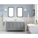 Water Creation Queen 60" Double Sink Quartz Carrara Vanity In Cashmere Gray QU60QZ01CG-000000000