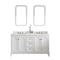 Water Creation Queen 60" Double Sink Quartz Carrara Vanity In Pure White with Matching Mirror QU60QZ05PW-Q21000000