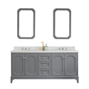 Water Creation Queen 72" Double Sink Quartz Carrara Vanity In Cashmere Gray QU72QZ01CG-000000000