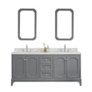 Water Creation Queen 72" Double Sink Quartz Carrara Vanity In Cashmere Gray with F2-0012-01-TL Lavatory Faucet QU72QZ01CG-000TL1201