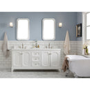 Water Creation Queen 72" Double Sink Quartz Carrara Vanity In Pure White with F2-0009-05-BX Lavatory Faucet QU72QZ05PW-000BX0905