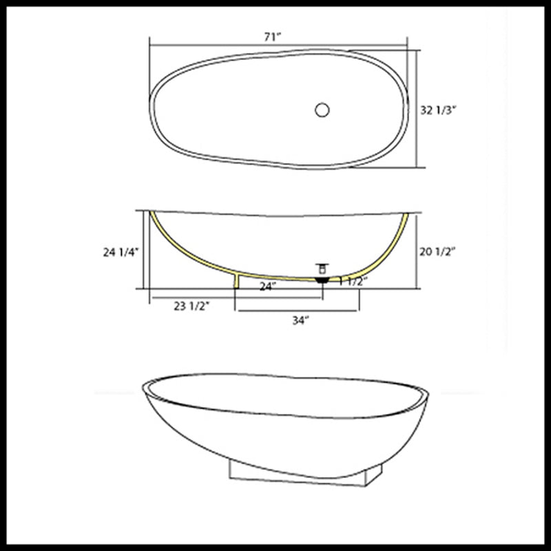 Cambridge Plumbing Cultured Marble Pedestal Tub 71"