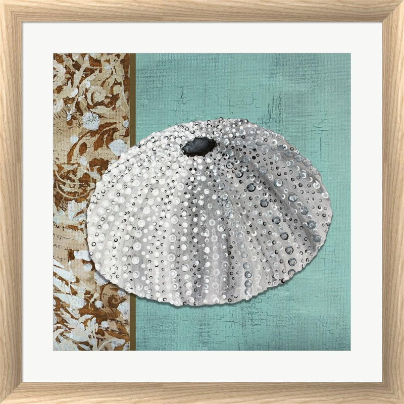 Megan Duncanson Silver Sea Urchin - Tan Side Border Teal Crackle Back White Washed Rounded Oatmeal Faux Wood R808565-AEAEAGJEMY