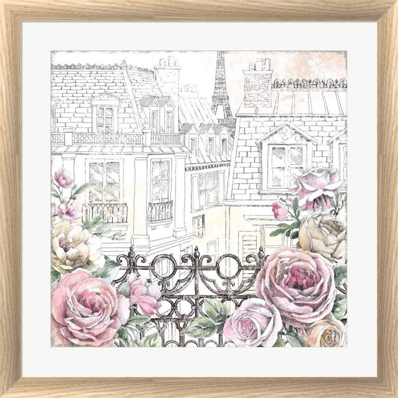 Beth Grove Paris Roses II White Washed Rounded Oatmeal Faux Wood R864848-AEAEAGJEMY