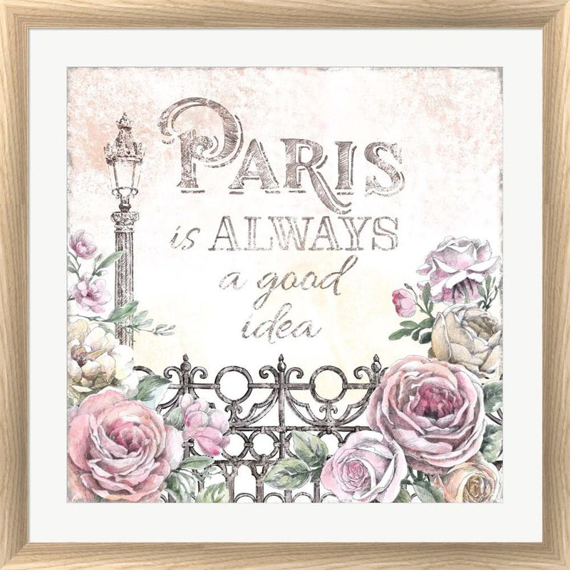 Beth Grove Paris Roses IV White Washed Rounded Oatmeal Faux Wood R864850-AEAEAGJEMY