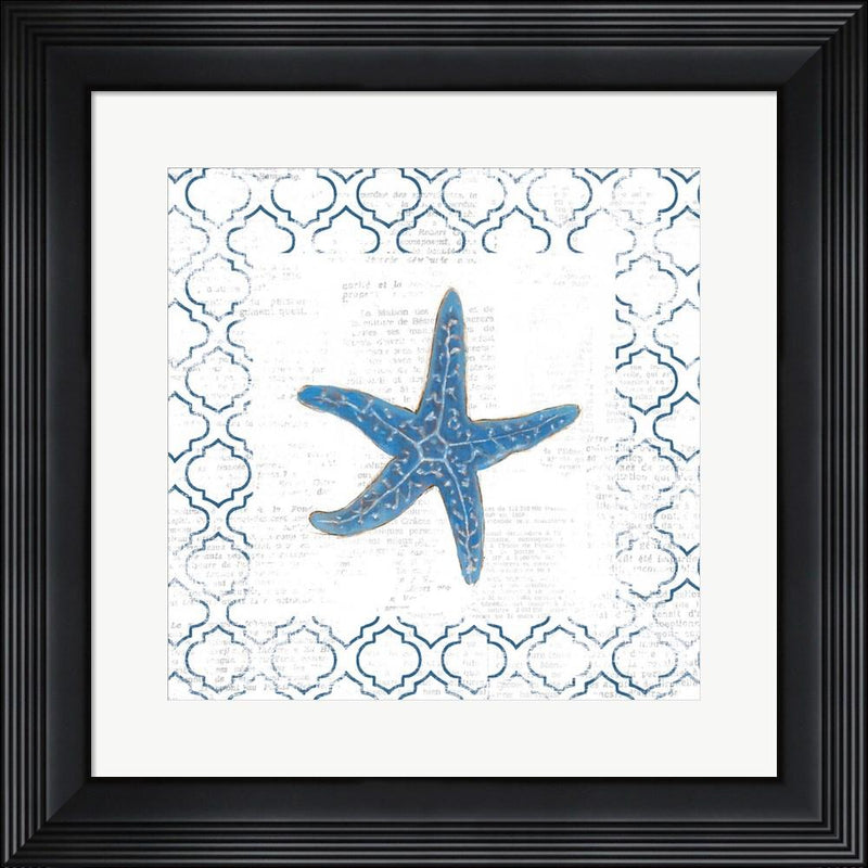 Emily Adams Navy Starfish on Newsprint Contemporary Stepped Solid Black with Satin Finish R873799-AEAEAGME8E