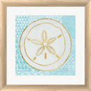 Kathrine Lovell Summer Shells I Teal and Gold White Washed Rounded Oatmeal Faux Wood R879596-AEAEAGJEMY