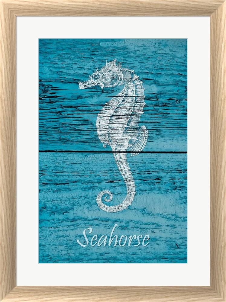 Cora Niele Blue Wood Seahorse White Washed Rounded Oatmeal Faux Wood R893097-AEAEAGJEMY