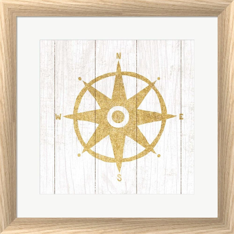 Michael Mullan Beachscape IV Compass Gold Neutral White Washed Rounded Oatmeal Faux Wood R899144-AEAEAGJEMY