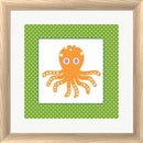 Linda Woods Cute Orange Octopus White Washed Rounded Oatmeal Faux Wood R940130-AEAEAGJEMY