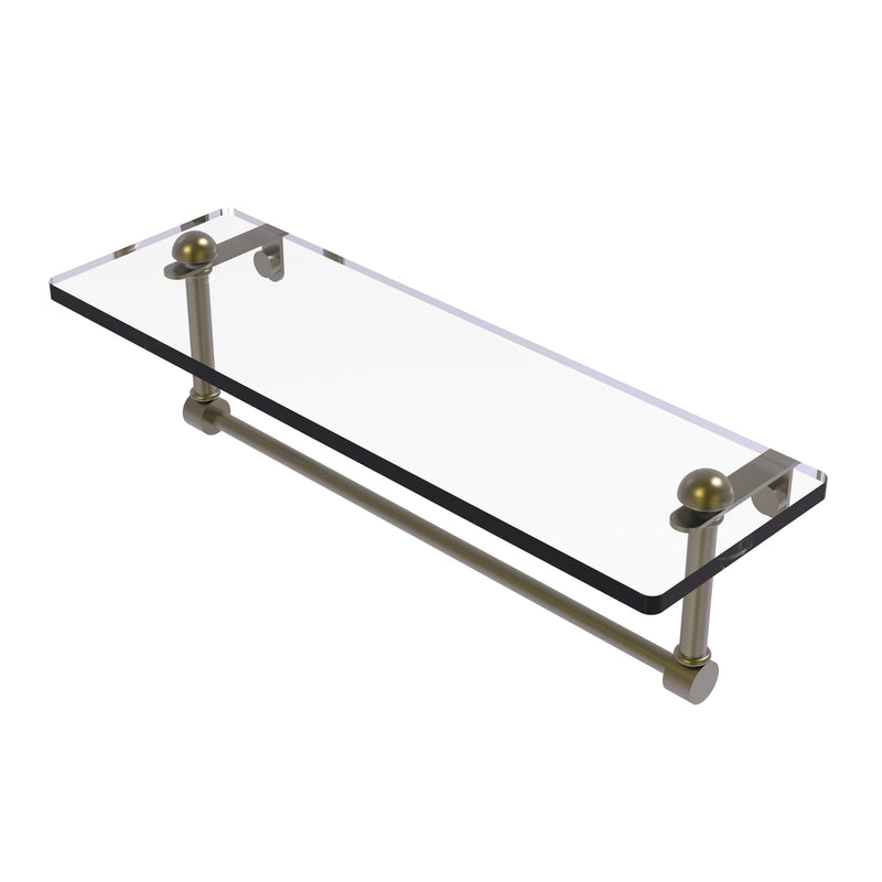 Allied Brass 16 Inch Glass Vanity Shelf with Integrated Towel Bar RC-1-16TB-ABR