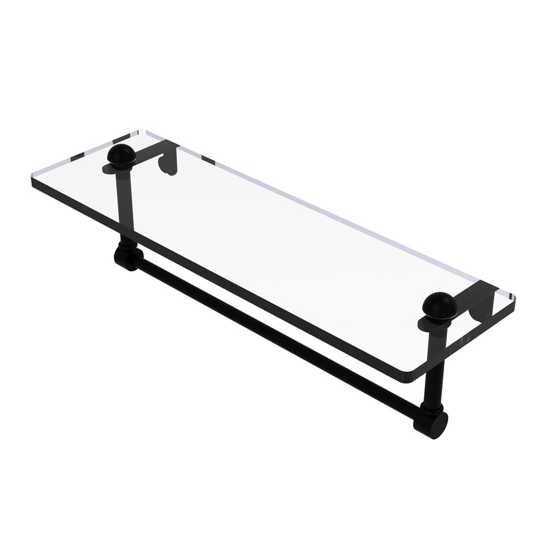 Allied Brass 16 Inch Glass Vanity Shelf with Integrated Towel Bar RC-1-16TB-BKM