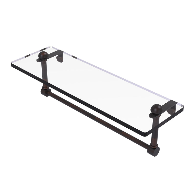 Allied Brass 16 Inch Glass Vanity Shelf with Integrated Towel Bar RC-1-16TB-VB