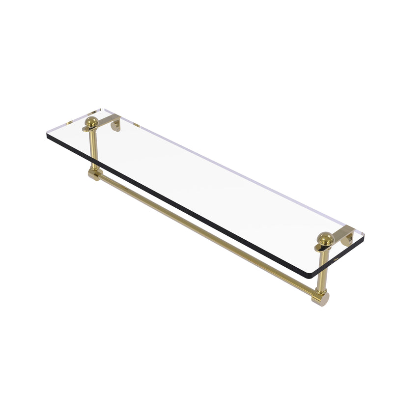 Allied Brass 22 Inch Glass Vanity Shelf with Integrated Towel Bar RC-1-22TB-UNL