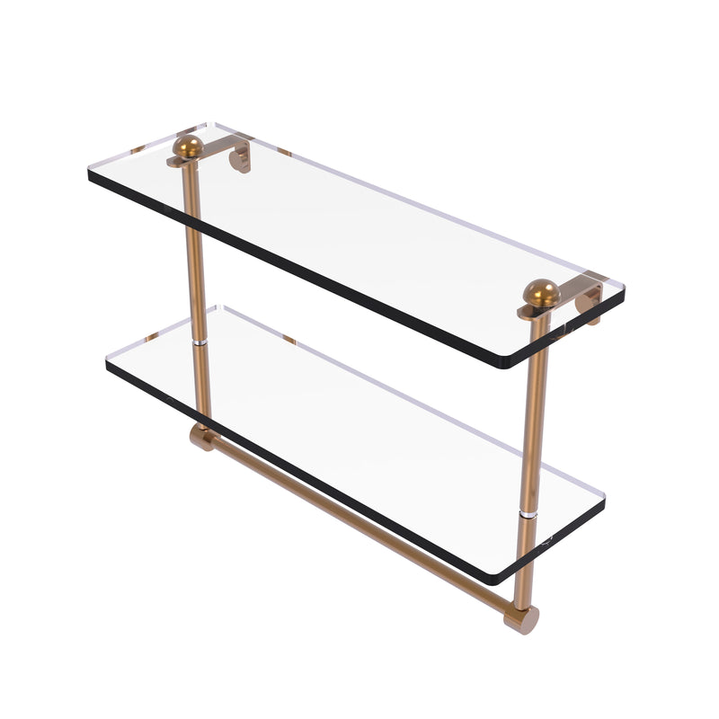 Allied Brass 16 Inch Two Tiered Glass Shelf with Integrated Towel Bar RC-2-16TB-BBR