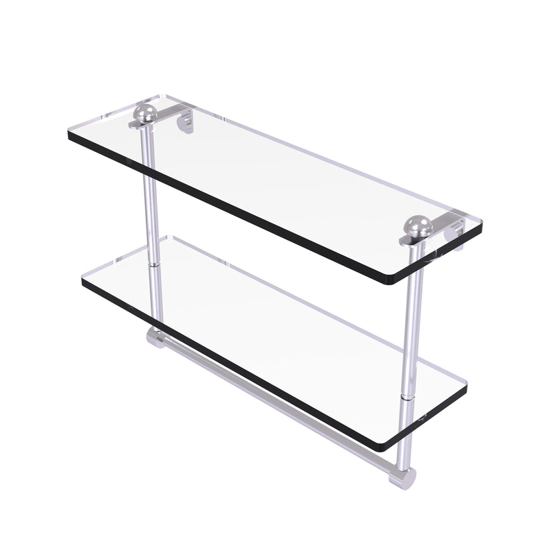 Allied Brass 16 Inch Two Tiered Glass Shelf with Integrated Towel Bar RC-2-16TB-SCH