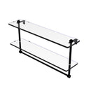 Allied Brass 22 Inch Two Tiered Glass Shelf with Integrated Towel Bar RC-2-22TB-BKM