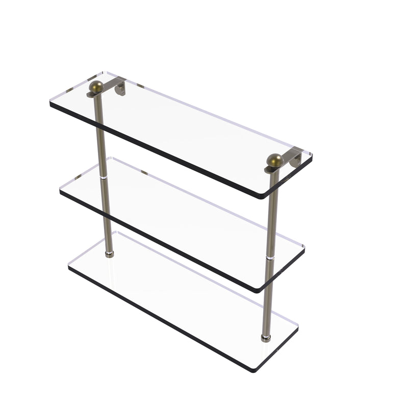 Allied Brass 16 Inch Triple Tiered Glass Shelf RC-5-16-ABR