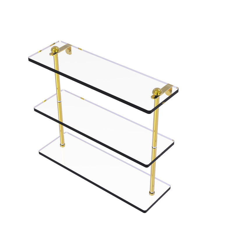 Allied Brass 16 Inch Triple Tiered Glass Shelf RC-5-16-PB