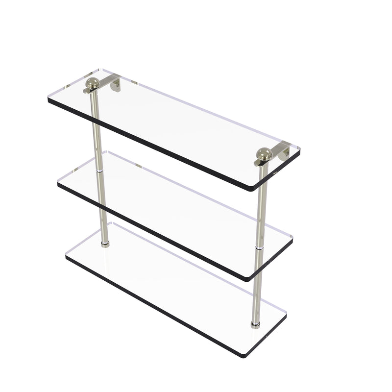 Allied Brass 16 Inch Triple Tiered Glass Shelf RC-5-16-PNI