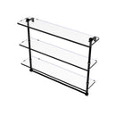 Allied Brass 16 Inch Triple Tiered Glass Shelf with Integrated Towel Bar RC-5-16TB-BKM