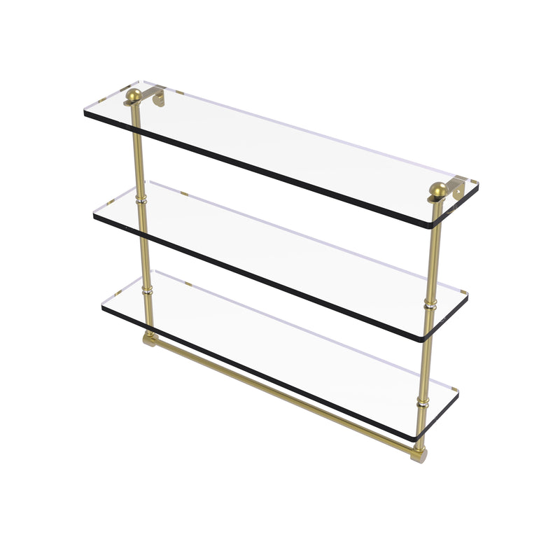 Allied Brass 16 Inch Triple Tiered Glass Shelf with Integrated Towel Bar RC-5-16TB-SBR