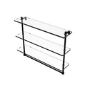 Allied Brass 22 Inch Triple Tiered Glass Shelf with Integrated Towel Bar RC-5-22TB-BKM