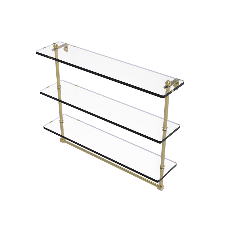 Allied Brass 22 Inch Triple Tiered Glass Shelf with Integrated Towel Bar RC-5-22TB-SBR